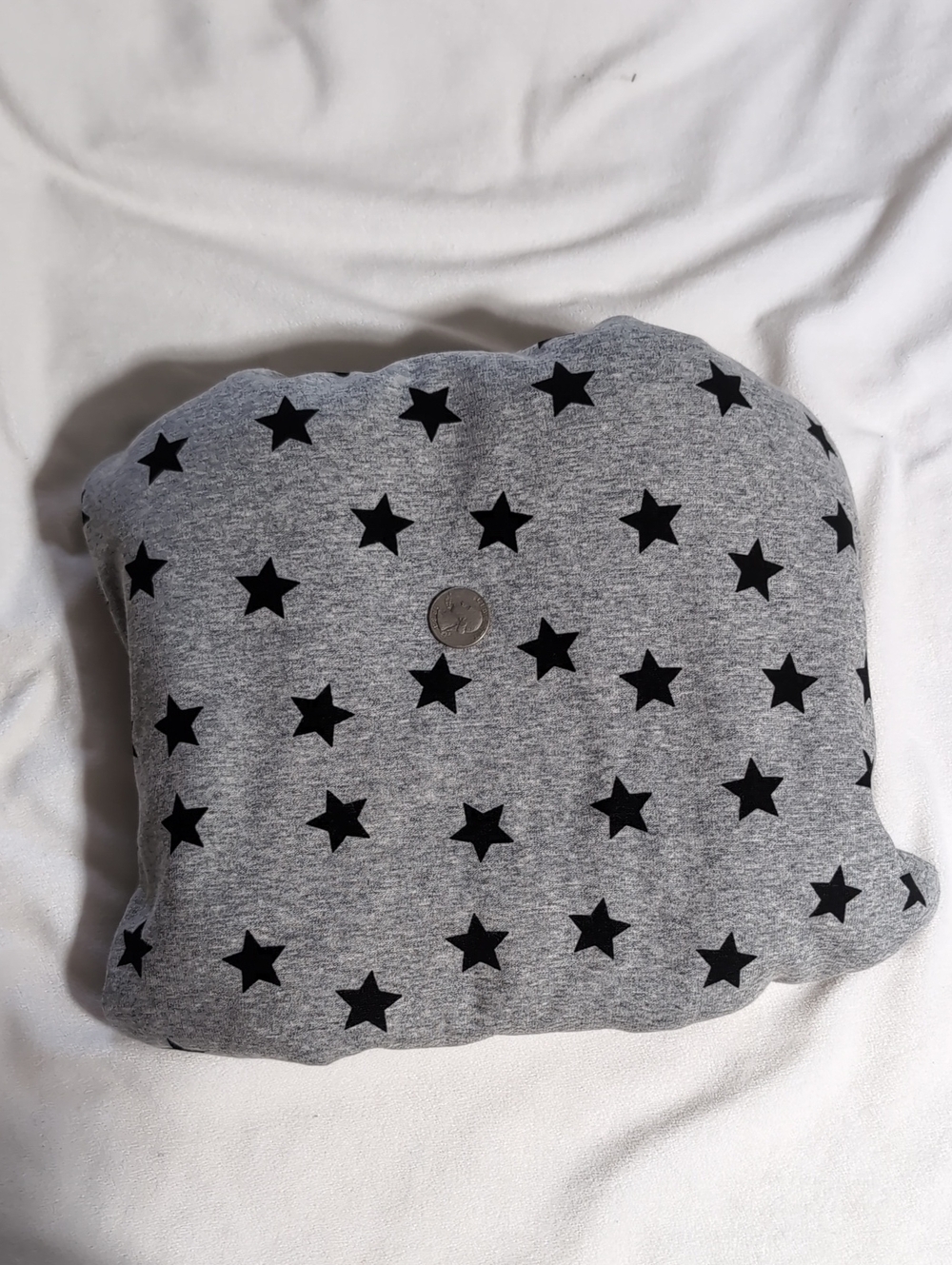 Brushed Fuzzy Cotton Sweatshirt Jersey Fabric 1 Yard Gray Star Print